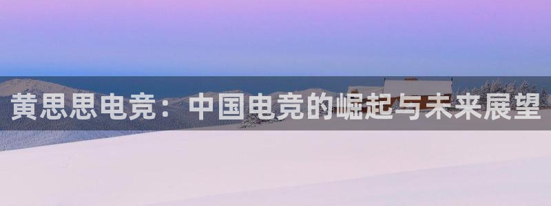 泛亚电竞综合：黄思思电竞：中国电竞的崛起与未来展望